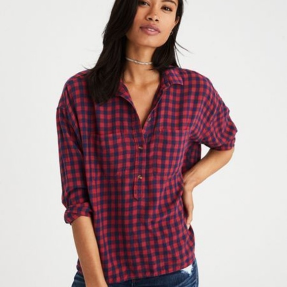 American Eagle Outfitters Tops - AE Ahh-Mazingly Soft Flannel Popover